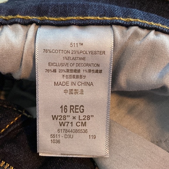 Levi's 511 Youth Teen Boys Jean Size 16 Regular 28x28 Slim Fit New with tags - Picture 8 of 8